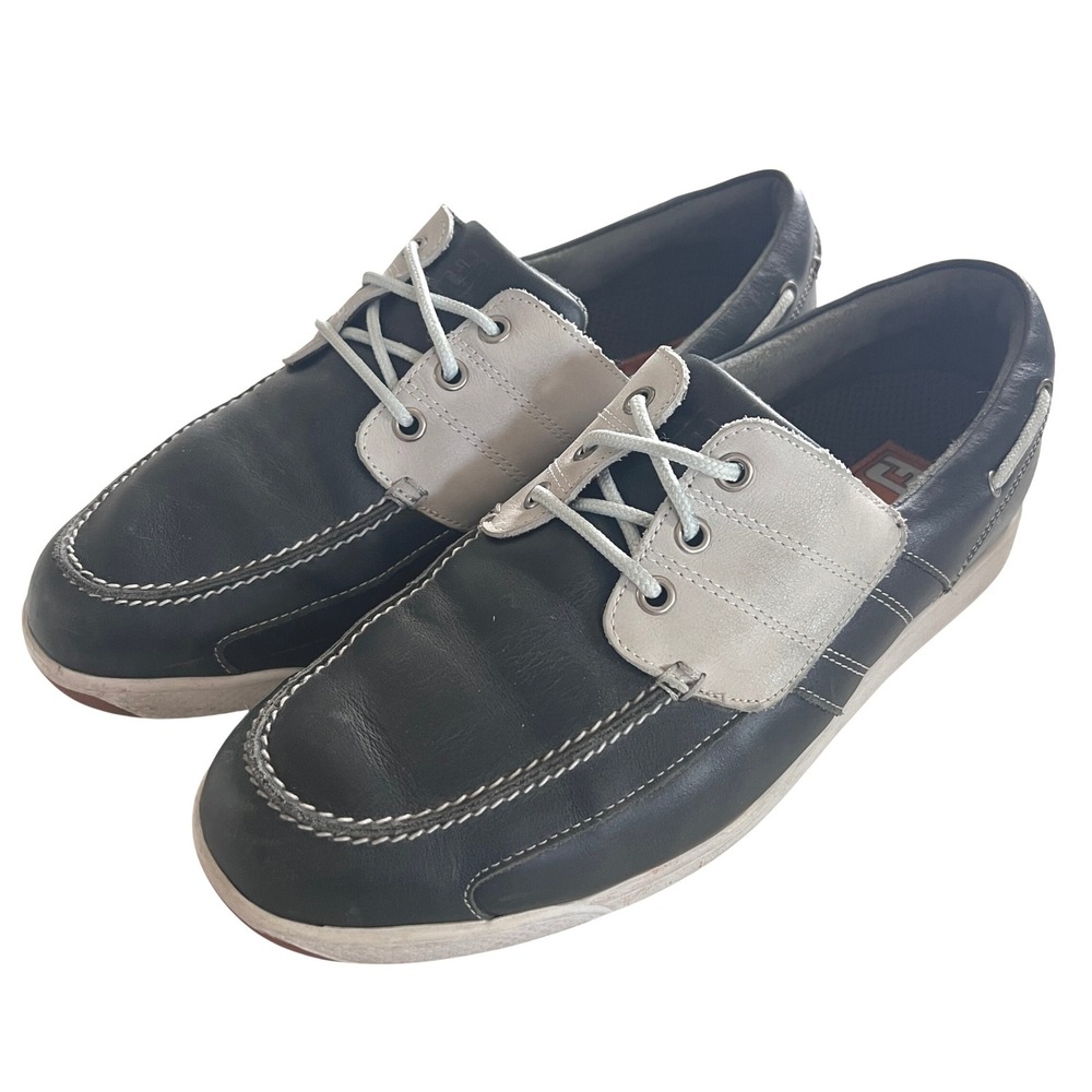 FootJoy Golf Shoes Men 9.5 W Navy Contour Casual 54348 Spikeless Leather Boat